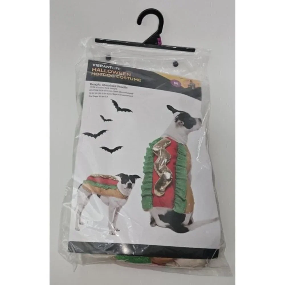 NEW Hot Dog Costume Pet Size Medium Dog (20-50 lbs) Halloween Vibrant Life 1 pc